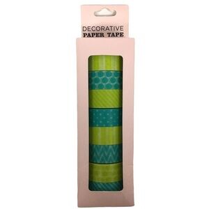 ELUM DESIGNS Washi Paper Tape Decorative Teal Lime 8 Rolls Scrapbooking NWT